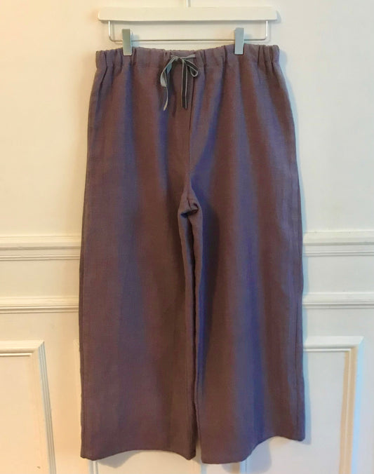 Pantalon violet doux demi-ton lin lavé