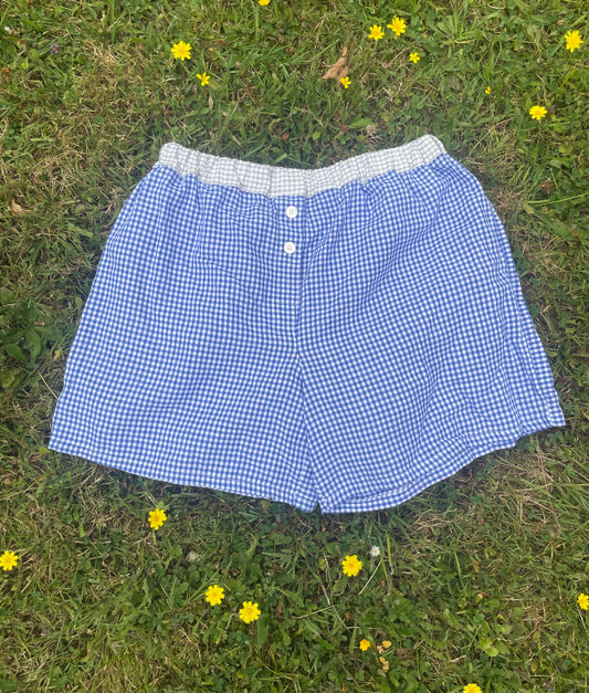 caleçon en coton vichy bleu indigo